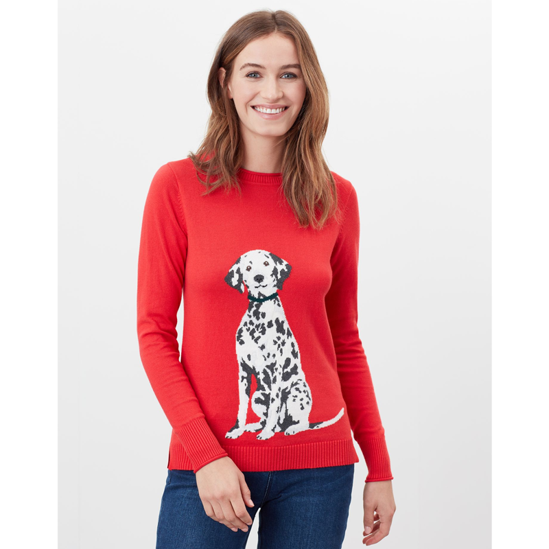 Joules Miranda Knitted Intarsia Crew Neck Jumper - Dalmatian-1