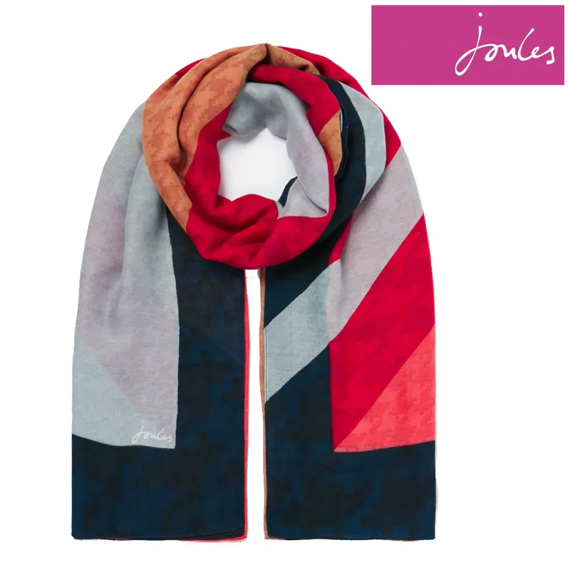 Joules River Printed Scarf - Multi Coloured Houndstooth