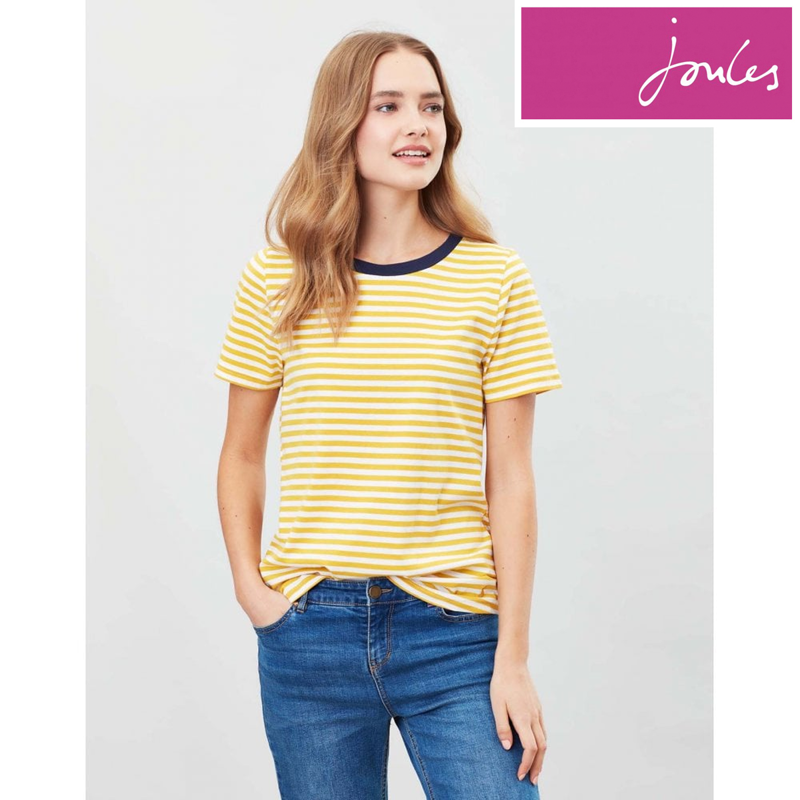 Joules Selma Colour Pop T-Shirt - Antique Gold Stripe-1