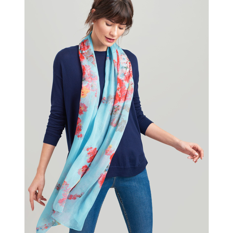 Joules Wensley Scarf - Aqua Floral-1