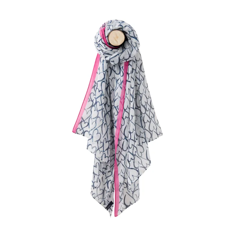 Joules Wensley Scarf - Cream Love Hearts