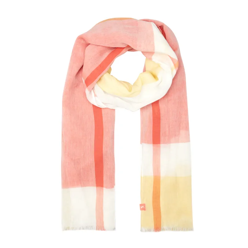 Joules Talia Lightweight Cotton Scarf - Light Orange Check