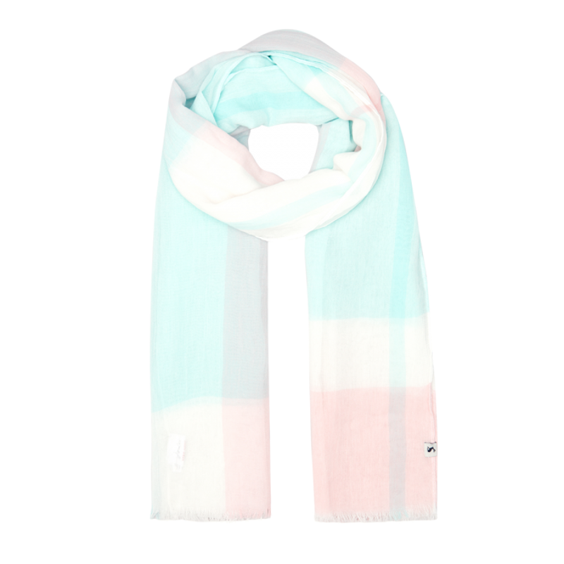 Joules Talia Lightweight Cotton Scarf - Light Pink Check-2