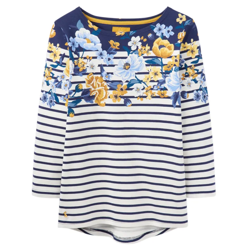 Joules Harbour Print Ladies Top - Cream Stripe Floral