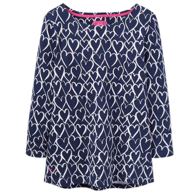 Joules Harbour Print Ladies Top - French Navy Hearts