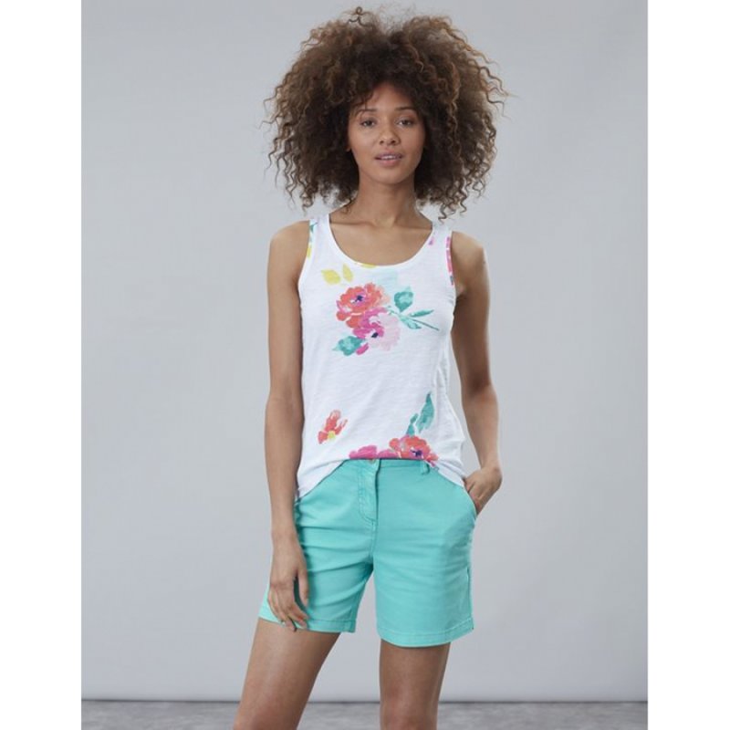 Joules Bo Printed Jersey Vest Top - White Rose-1