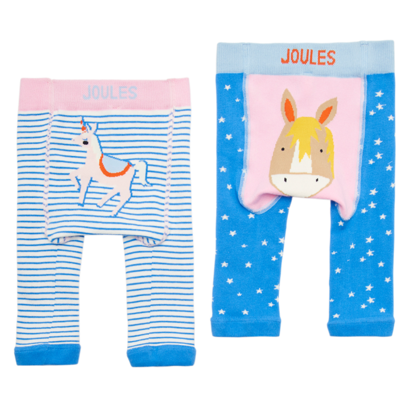 Joules Lively Baby Leggings 2 Pack - Blue Unicorn Horse-1