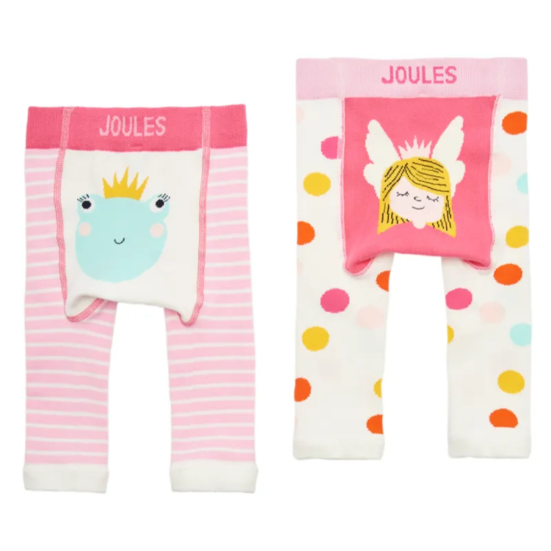 Joules Lively Baby Leggings 2 Pack - Pink Frog Fairy