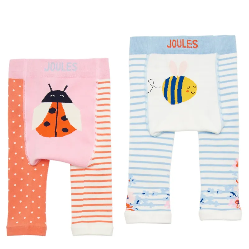 Joules Lively Baby Leggings 2 Pack - Pink Multi Ladybird Bee