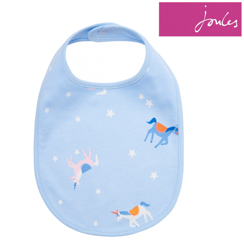 Joules Oops Printed Bib - Blue Unicorn And Star-2