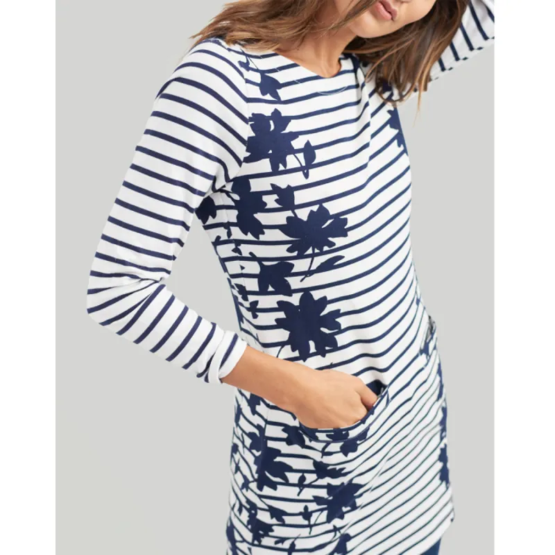 Joules Quinn Ladies Tunic with Pockets - Navy Border Floral-1