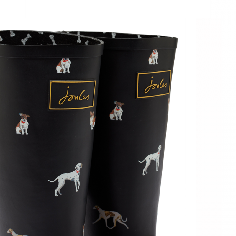 Joules Roll Up Wellies - Black Dog-4