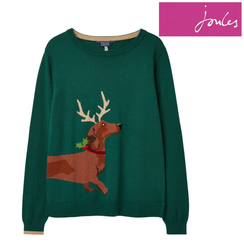 Joules Festive Crew Neck Jumper - Sausage Dog-2
