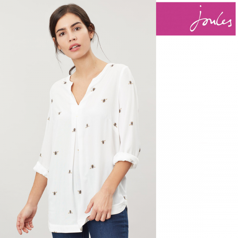 Joules Rosamund Woven Top - Cream Bee-1