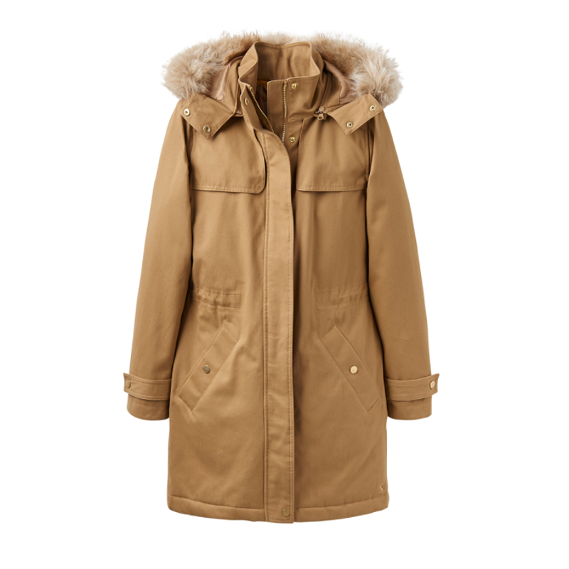 Joules Aspen Ladies Fur Trimmed Parka Z - Corn-3
