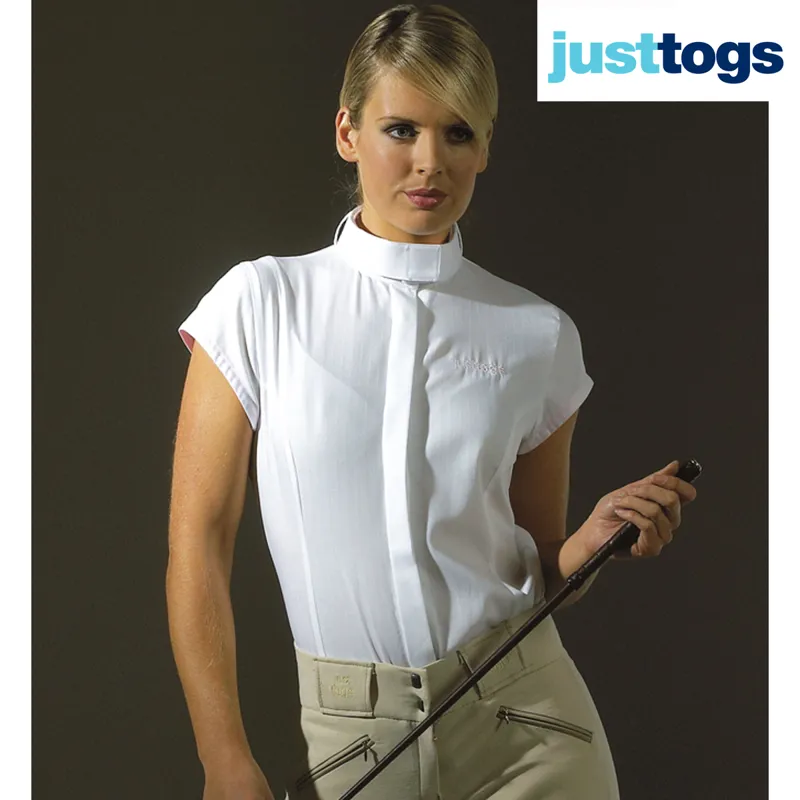 Just Togs Sofia Ladies Capped Sleeve Show Shirt - White