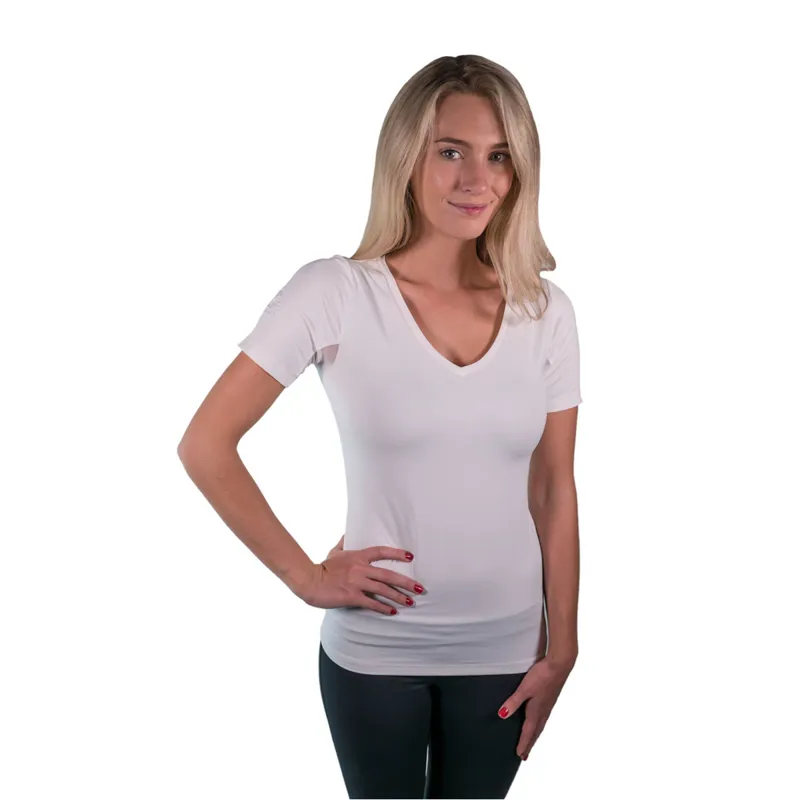 Kastel Charlotte SS Basics V Neck Top - White