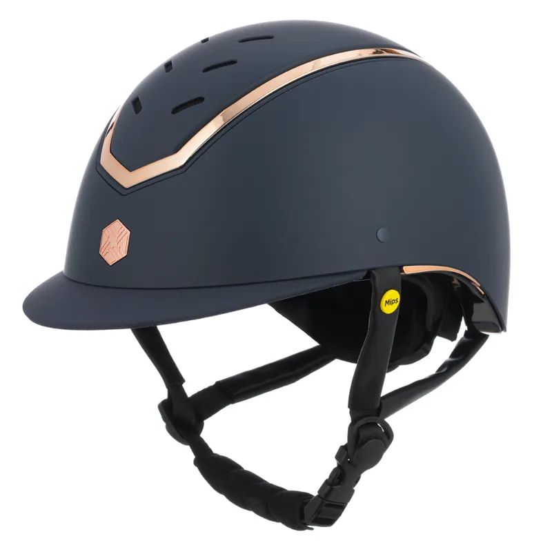 EQX by Charles Owen Kylo with MIPS Riding Hat - Navy Matte/Rose Gold