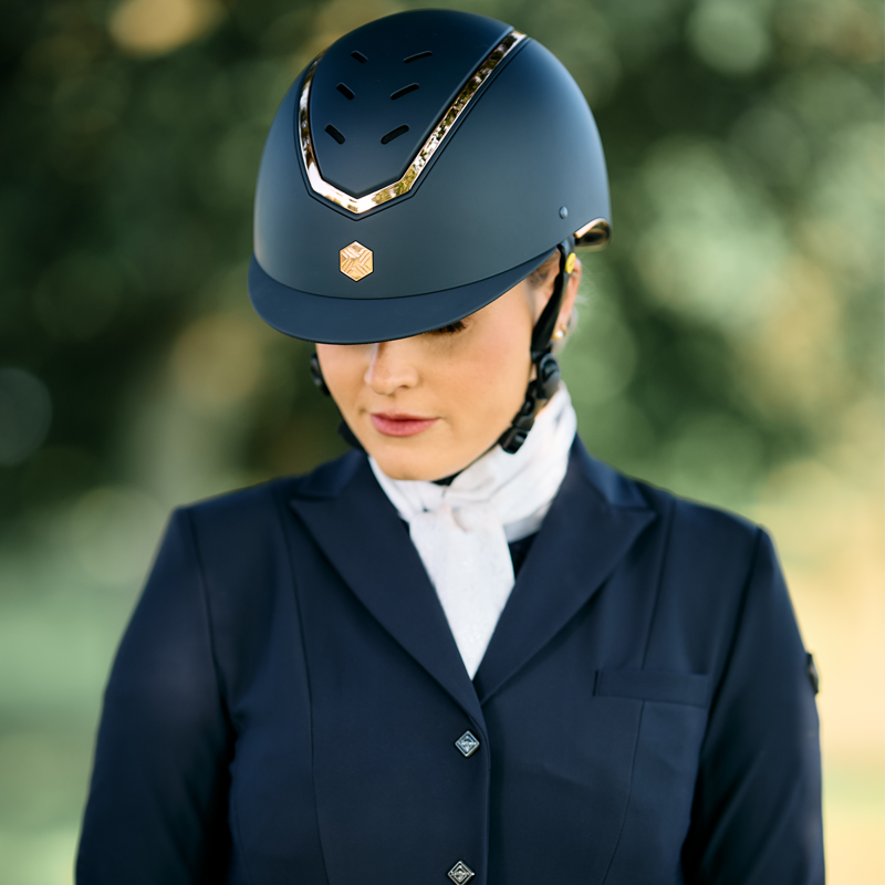 EQX by Charles Owen Kylo with MIPS Riding Hat - Navy Matte/Rose Gold-3