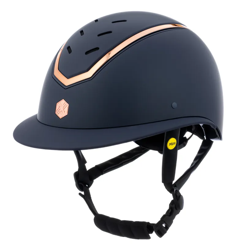 EQX by Charles Owen Kylo Wide Peak with MIPS Riding Hat - Navy Matte/Rose Gold