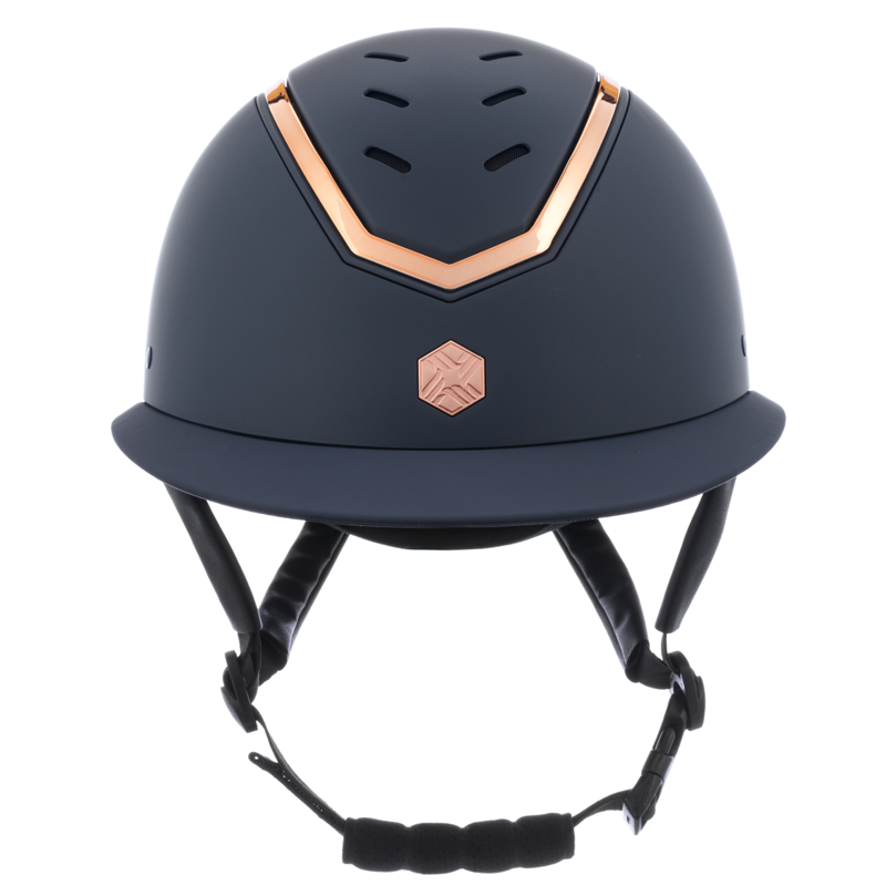 EQX by Charles Owen Kylo Wide Peak Riding Hat - Navy Matte/Rose Gold-1