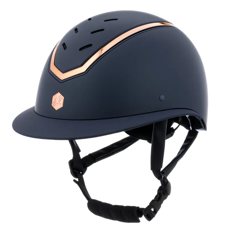 EQX by Charles Owen Kylo Wide Peak Riding Hat - Navy Matte/Rose Gold