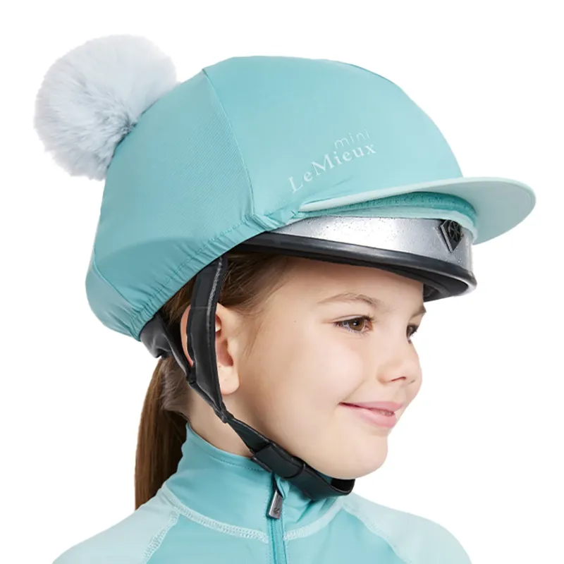 LeMieux Mini Double Pom Hat Silk - Lagoon-3