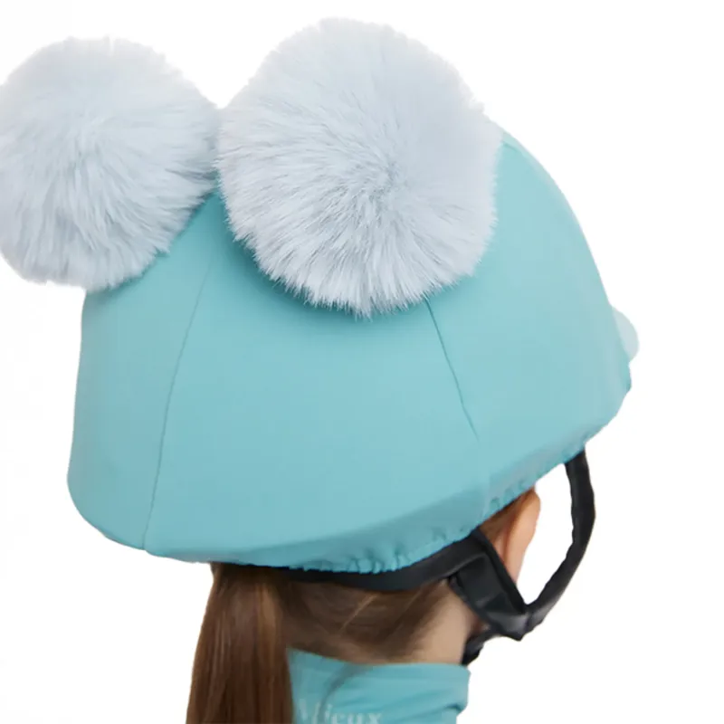 LeMieux Mini Double Pom Hat Silk - Lagoon-4