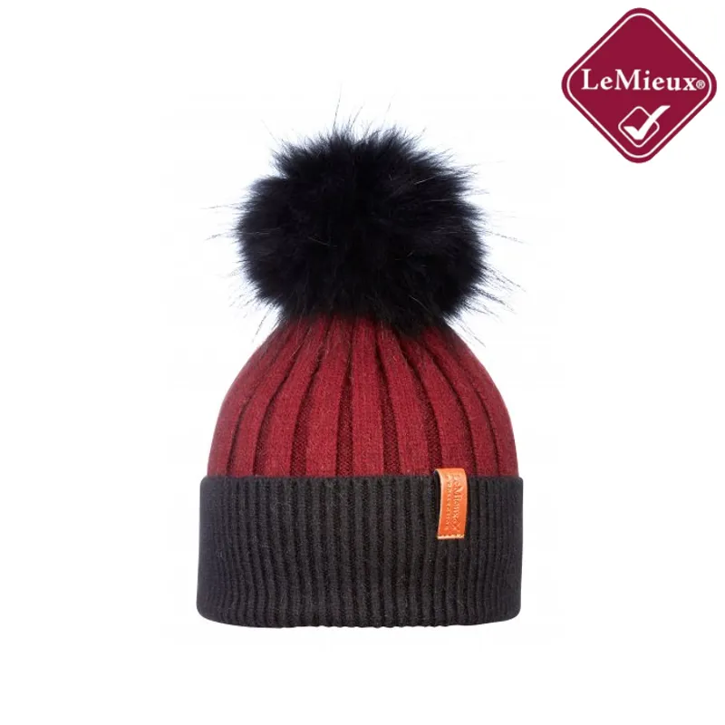 LeMieux Pom Pom Beanie Hat - Burgundy/Black