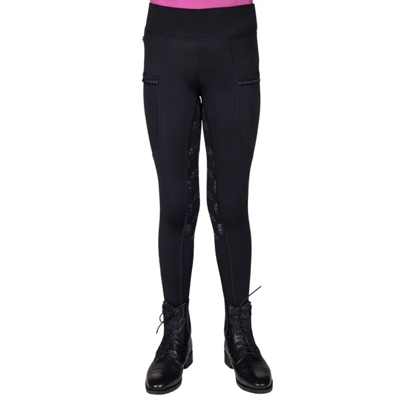 QHP Lissie Junior Full Grip Riding Tights - Black
