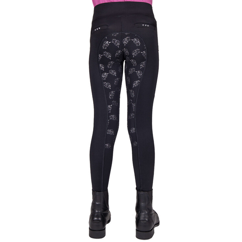 QHP Lissie Junior Full Grip Riding Tights - Black-1