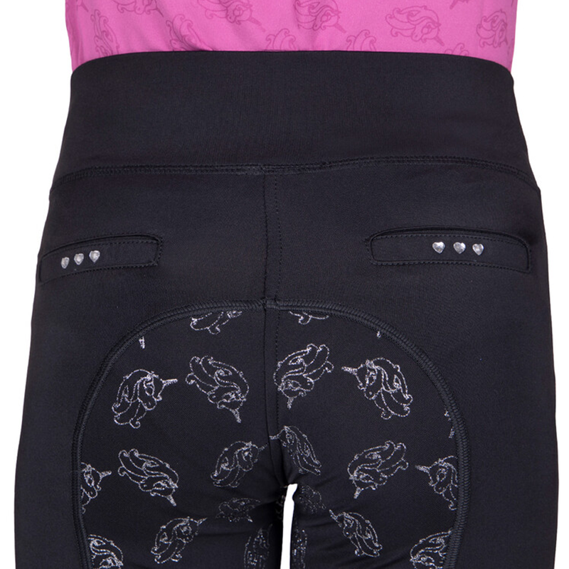 QHP Lissie Junior Full Grip Riding Tights - Black-2