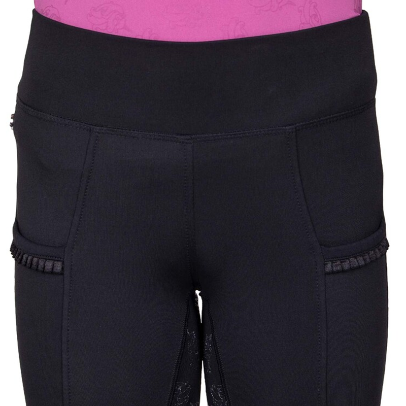 QHP Lissie Junior Full Grip Riding Tights - Black-3