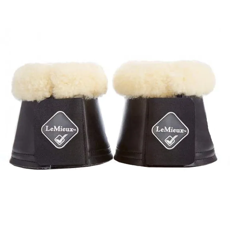 LeMieux Faux Leather Lambskin Over Reach Boots - Black/Natural