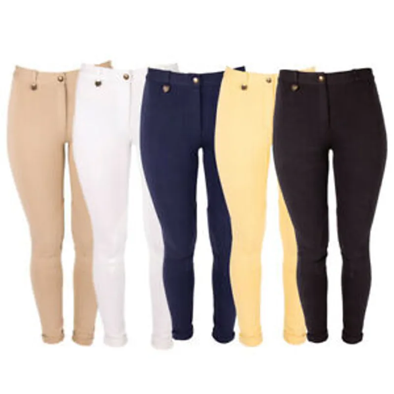 Canter Ladies' Plain Jodhpurs - 4-Way Stretch Cotton/Spandex, Knee Patches, Sizes 24 To 40 Waist