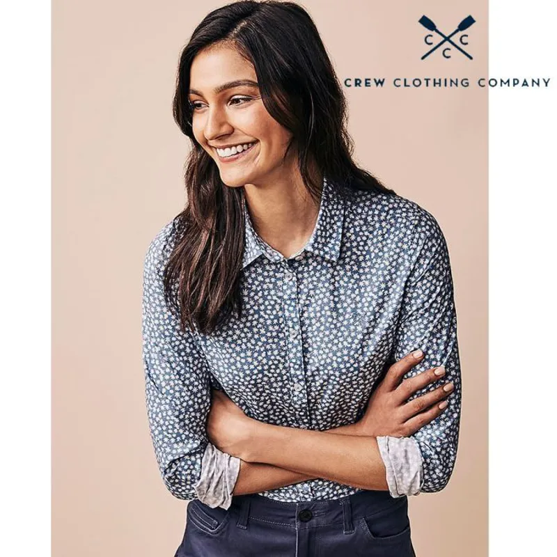 Crew Clothing Lulworth Poplin Shirt - Blue Dot-1