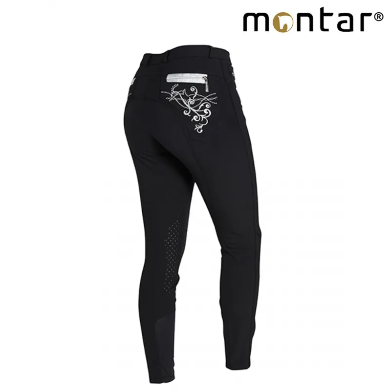 Montar Bamboo Childrens Silicone Knee Patch Breeches - Black