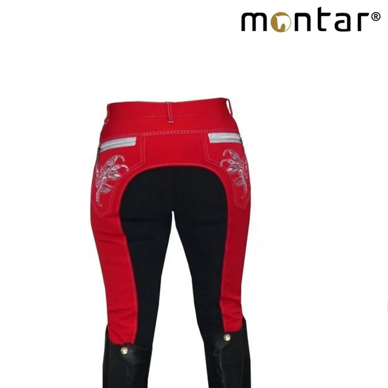 Montar Embroidery Full Seat Childrens Breeches - Red