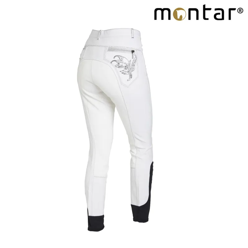 Montar Paillet Embroidered Full Seat Childrens Breeches - White