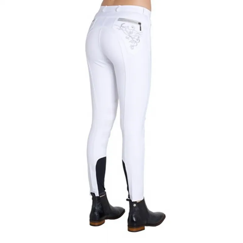 Montar Bamboo Ladies Silicone Knee Patch Breeches - White