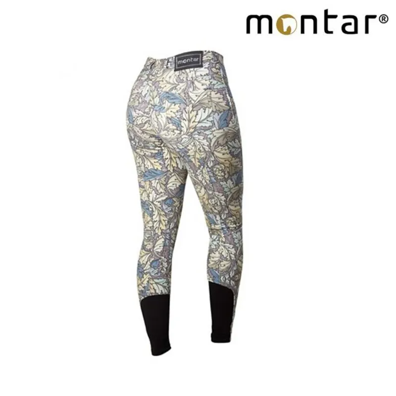 Montar Ladies Leaves Silicone Knee Patch Breeches - Multi