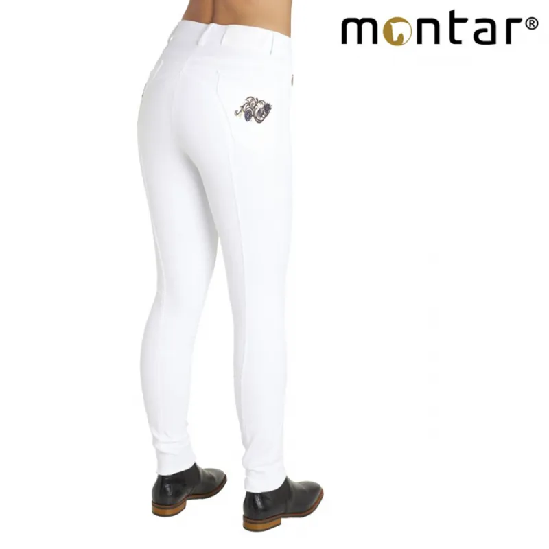 Montar Abby Yati Ladies Full Silicone Seat Breeches - White