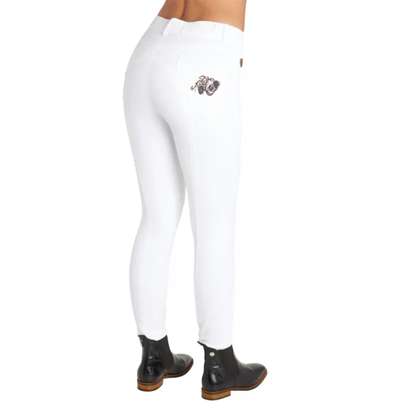 Montar Abby Yati Ladies Full Silicone Seat Breeches - White-1