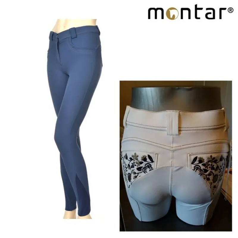 Montar Alina Childrens Silicone Knee Patch Breeches - White