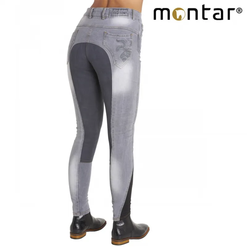 Montar Anna Ladies Full Skin Seat Breeches - Grey Denim