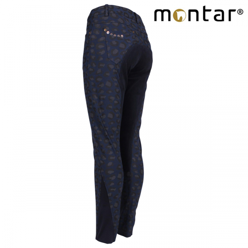 Montar Bridget Leopard Print Ladies Full Seat Breeches - Blue-1
