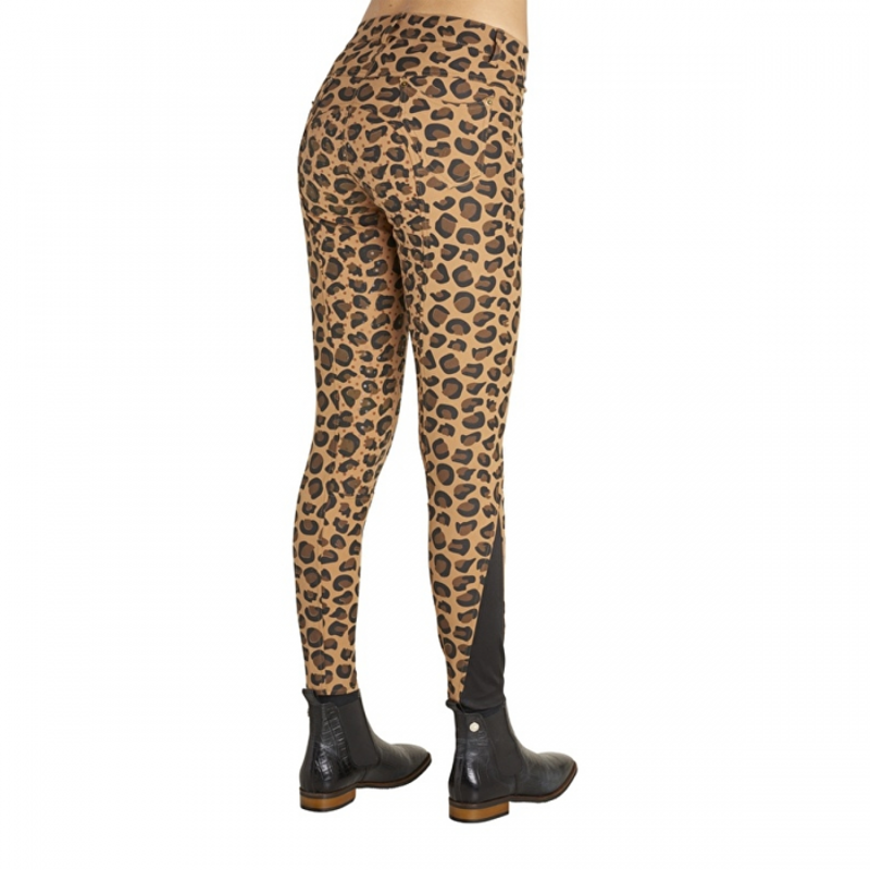 Montar Bridget Leopard Ladies Full Silicone Seat Breeches - Brown-1