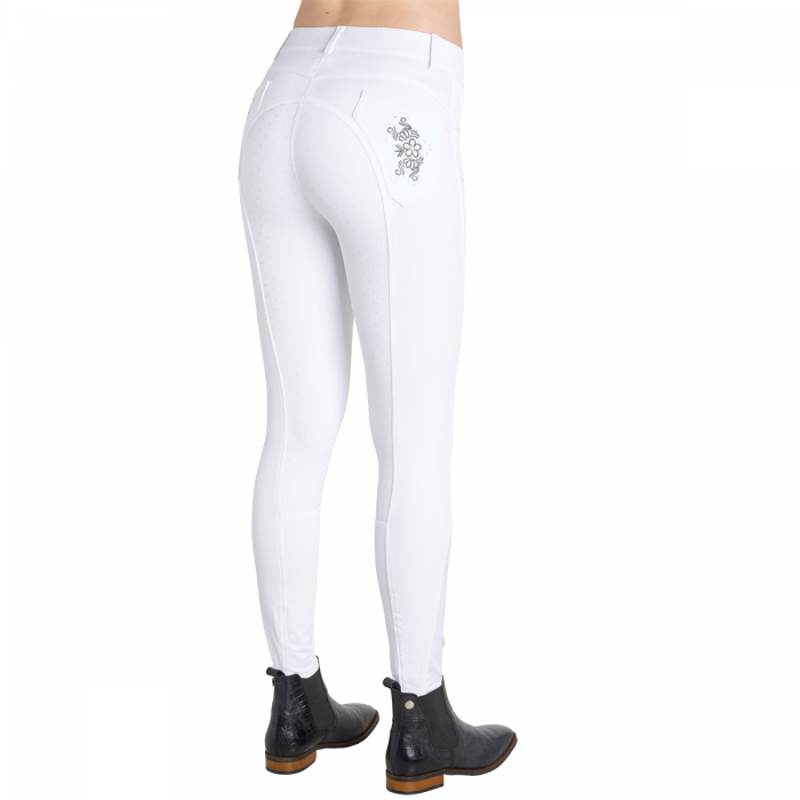 Montar Caroline Ladies Full Silicone Seat Breeches - White-1