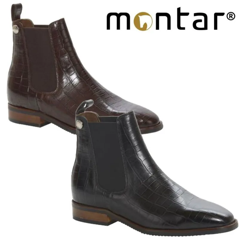 Montar Croco Pull On Jodhpur Boots - Black