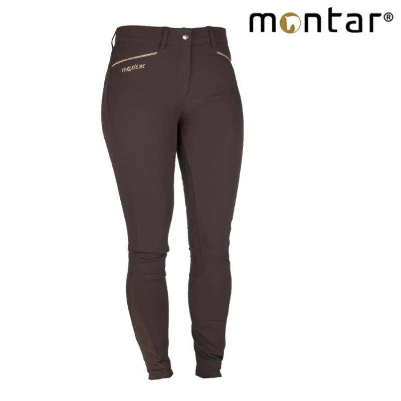 Montar Eva Childrens Full Silicone Seat Breeches - Brown